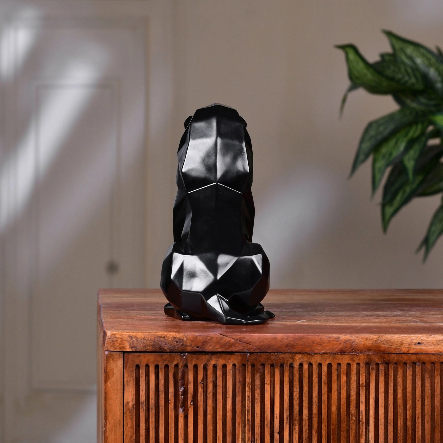 Stylized Geometric Sitting Lion Figurine theartarium