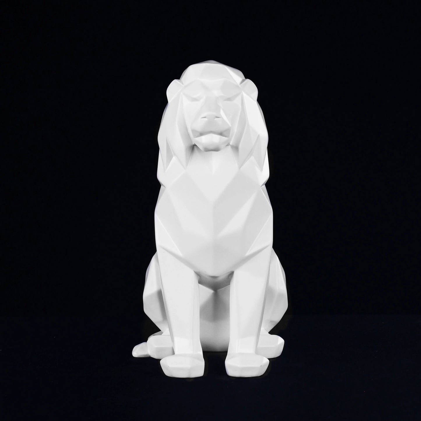 Stylized Geometric Sitting Lion Figurine theartarium