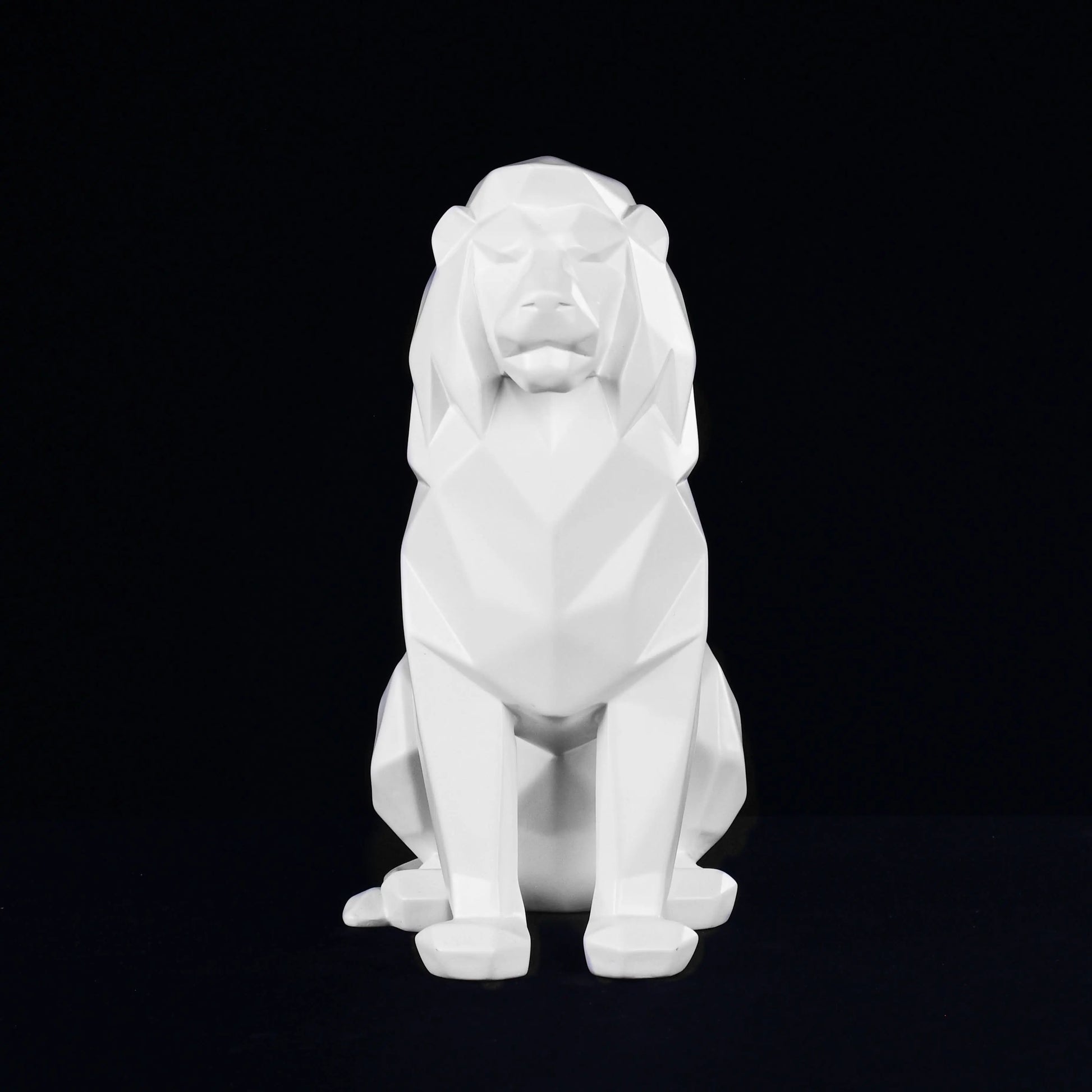 Stylized Geometric Sitting Lion Figurine theartarium