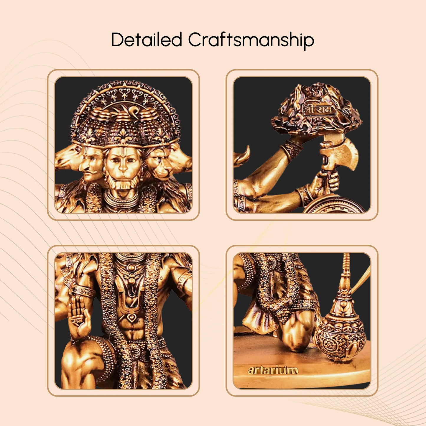 Sitting Panchmukhi Lord Hanuman Car Dashboard Idol