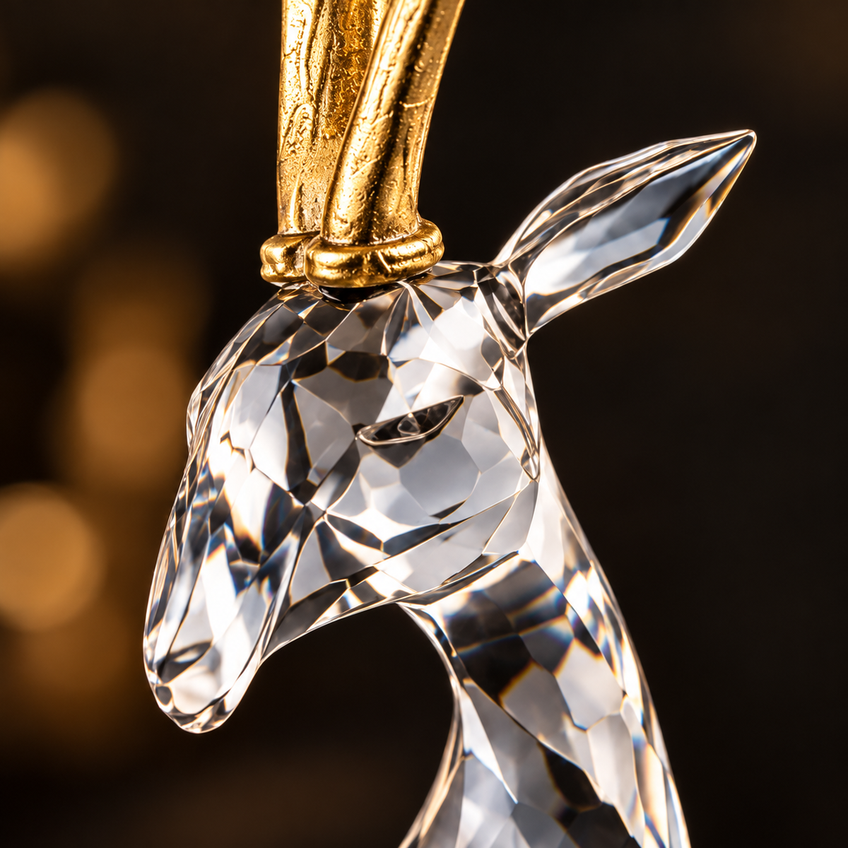 Standing African Gazelle with Golden Antlers 