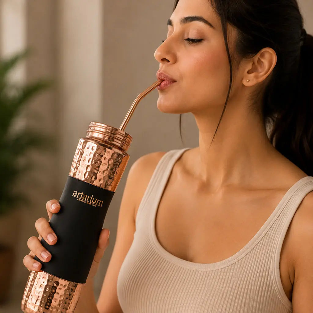 Hammered Copper Sipper Bottle Complete Kit