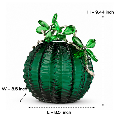 Emerald Leaf Crystal Vase 