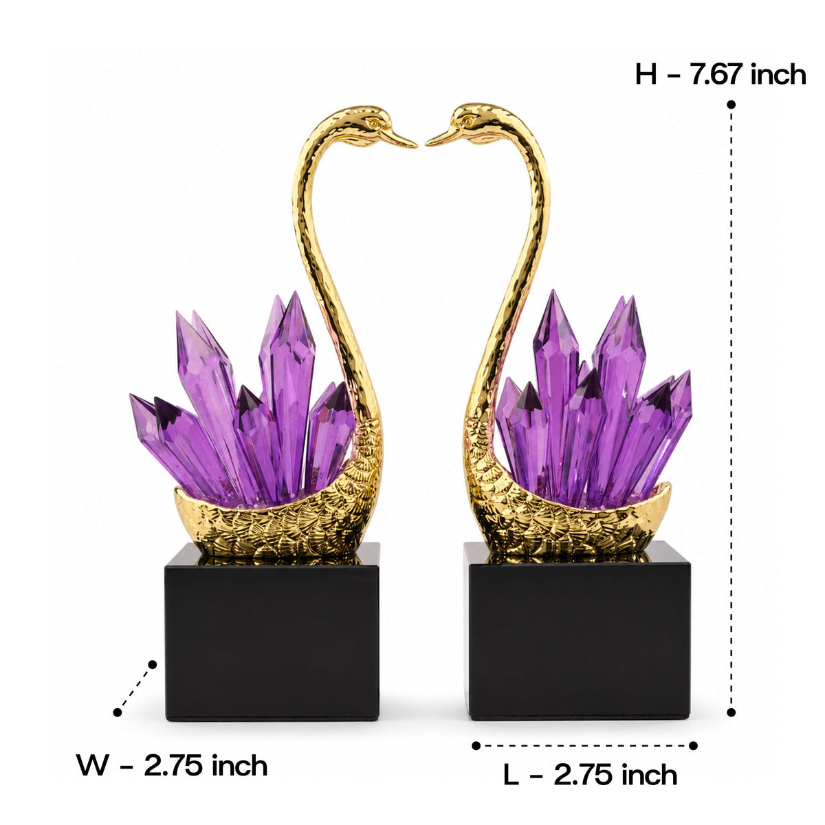 Amethyst Crystal Swan Sculpture 
