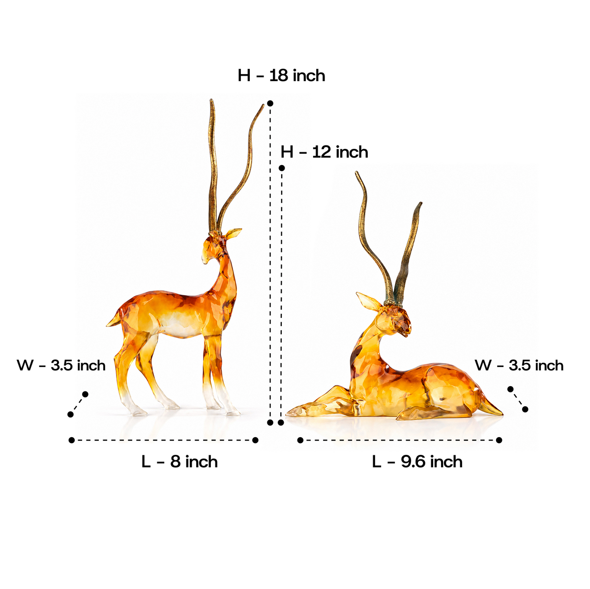 African Gazelle with Golden Antlers Sculpture 