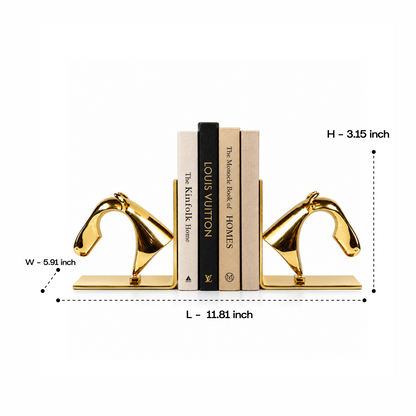 Gold Horse Head Brass Bookends 