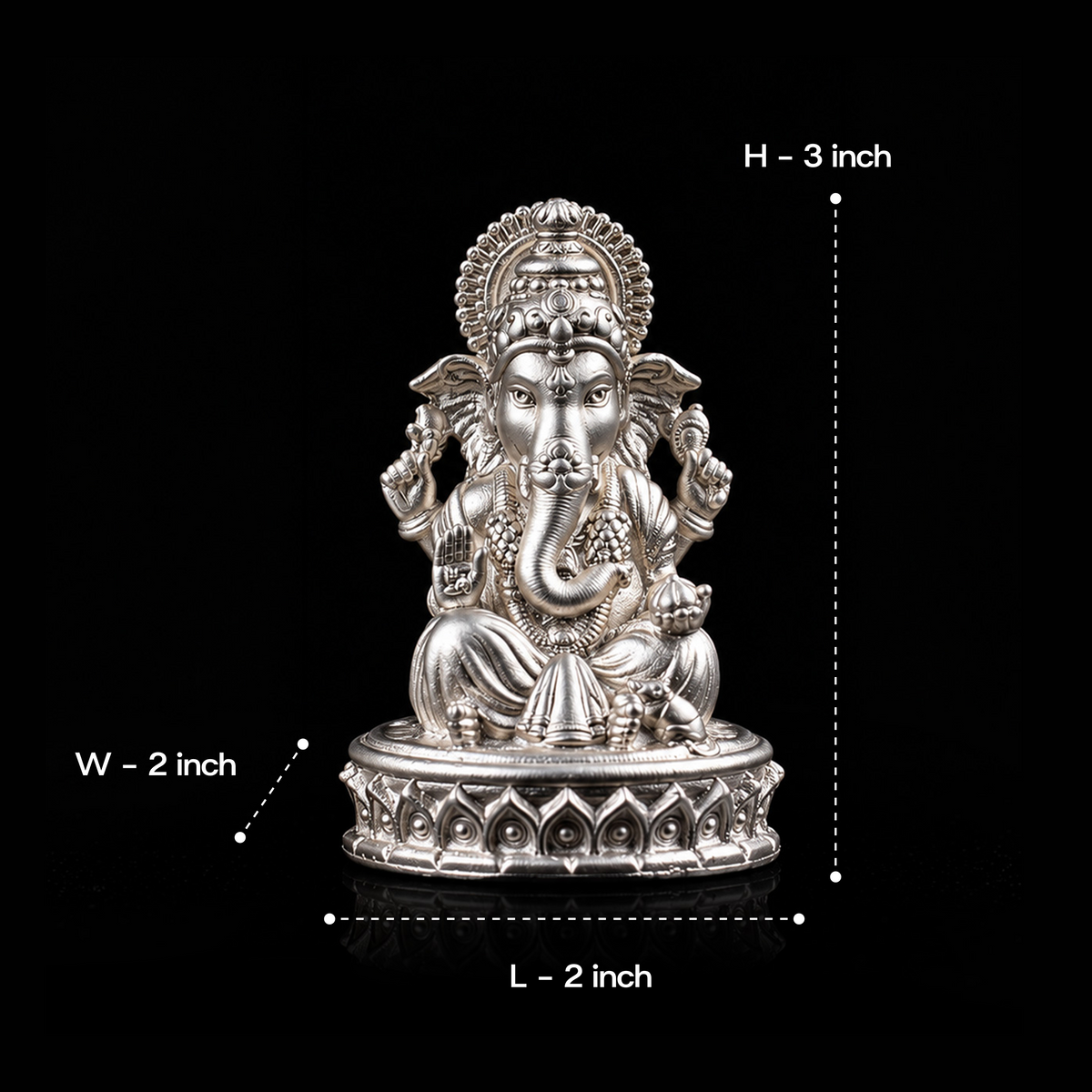 Lord Ganesha Pure Silver Idol (Hollow) with Premium Packaging 