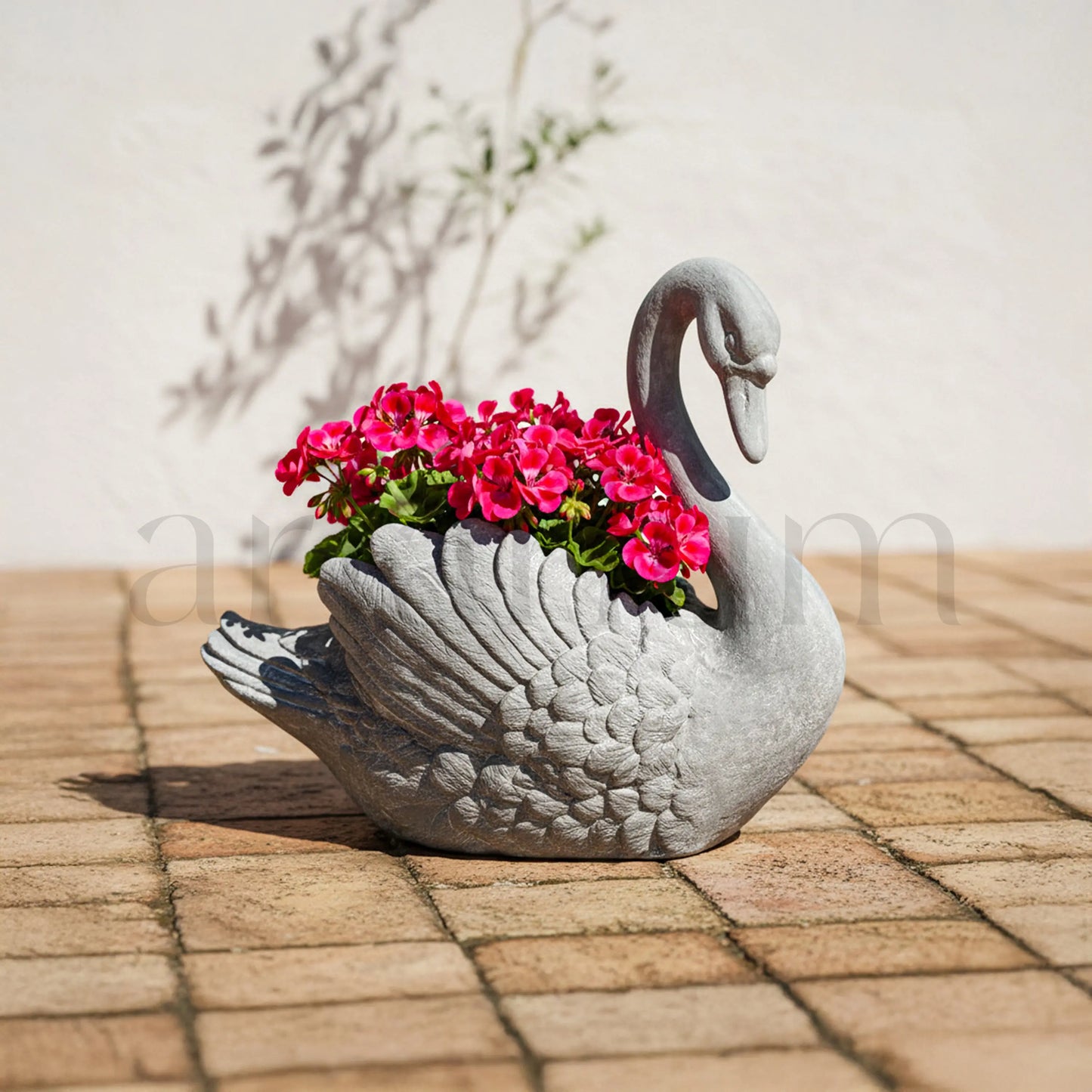 Enchanting Grace - Cement Swan Planter