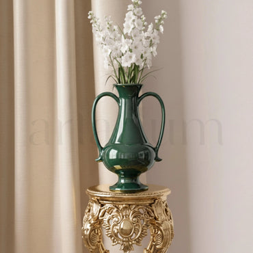 A Gleam in Green - Ceramic Amphora Vase