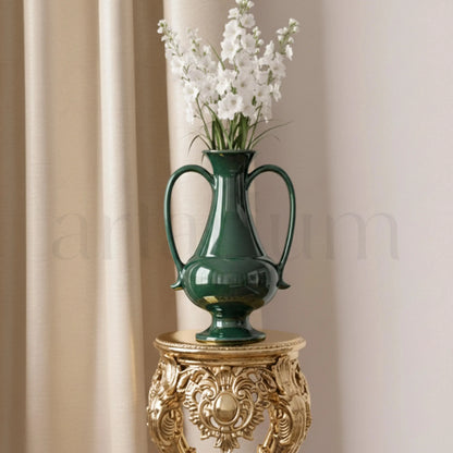 A Gleam in Green - Ceramic Amphora Vase