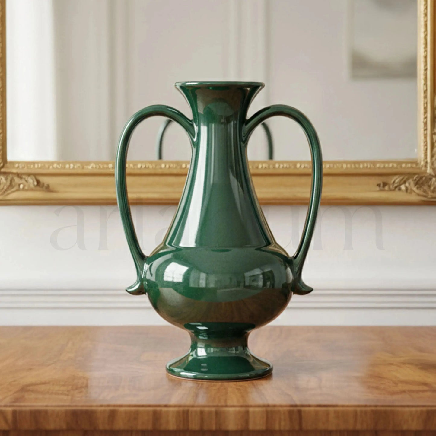 A Gleam in Green - Ceramic Amphora Vase