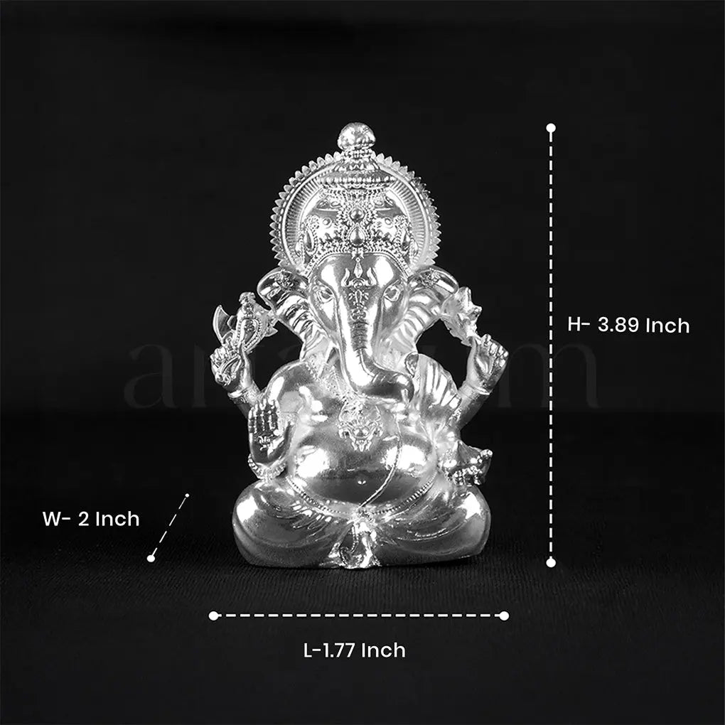 Vighnaharta Ganesha Silver Plated Idol The Artarium