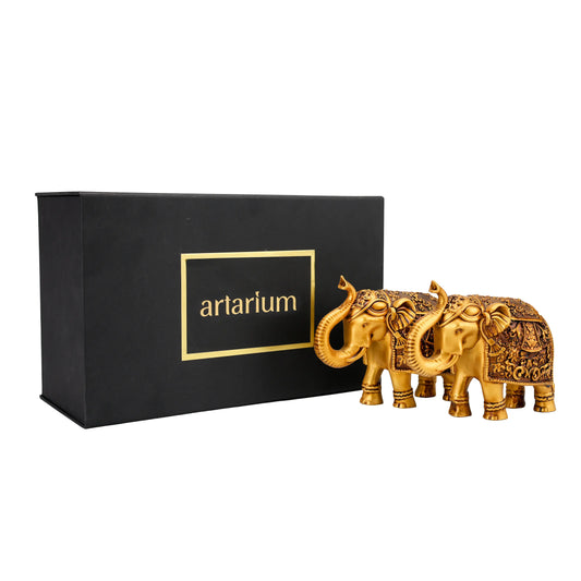 Royal Elephant Statue Set of 2 with Gift Box