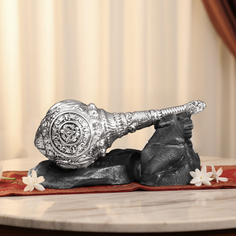 Brass Hanuman Gada Silver Plated