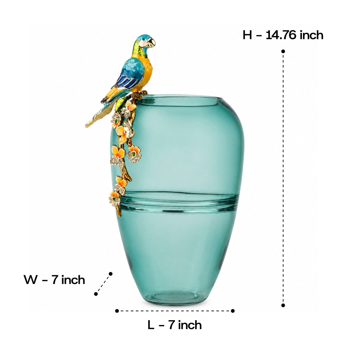 Aviary Glass Vase with Bird Accent 