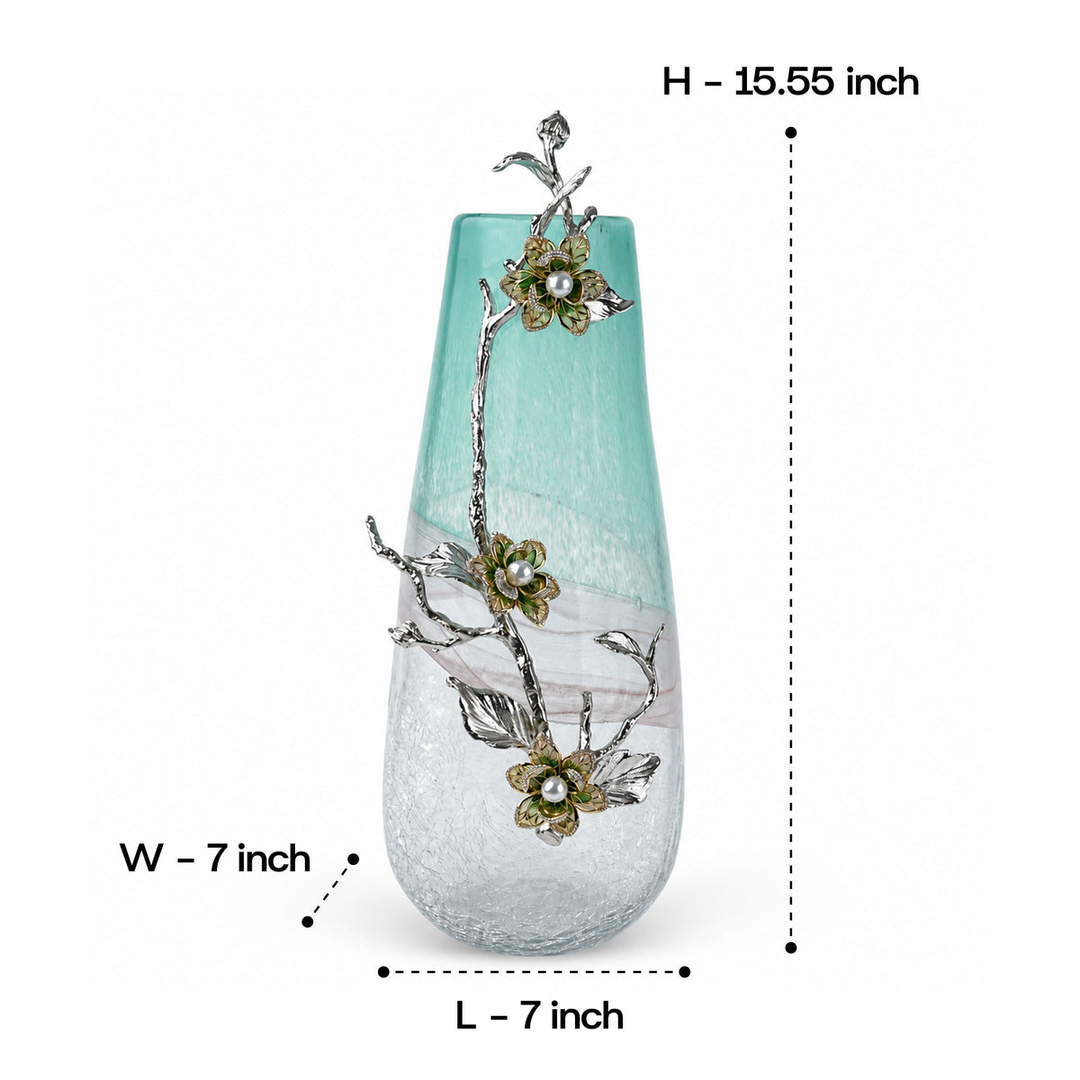 Seagreen Glass Flower Vase 