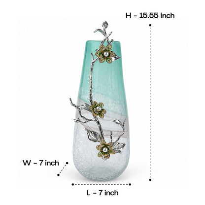 Seagreen Glass Flower Vase 