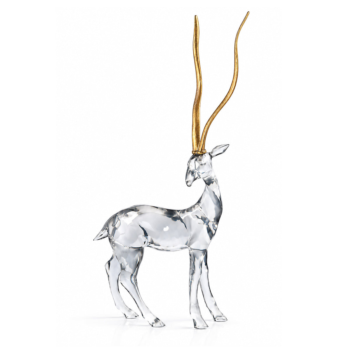 Standing African Gazelle with Golden Antlers 