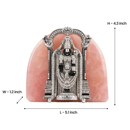 Rose Quartz Tirupati Balaji Silver-Plated Idol 