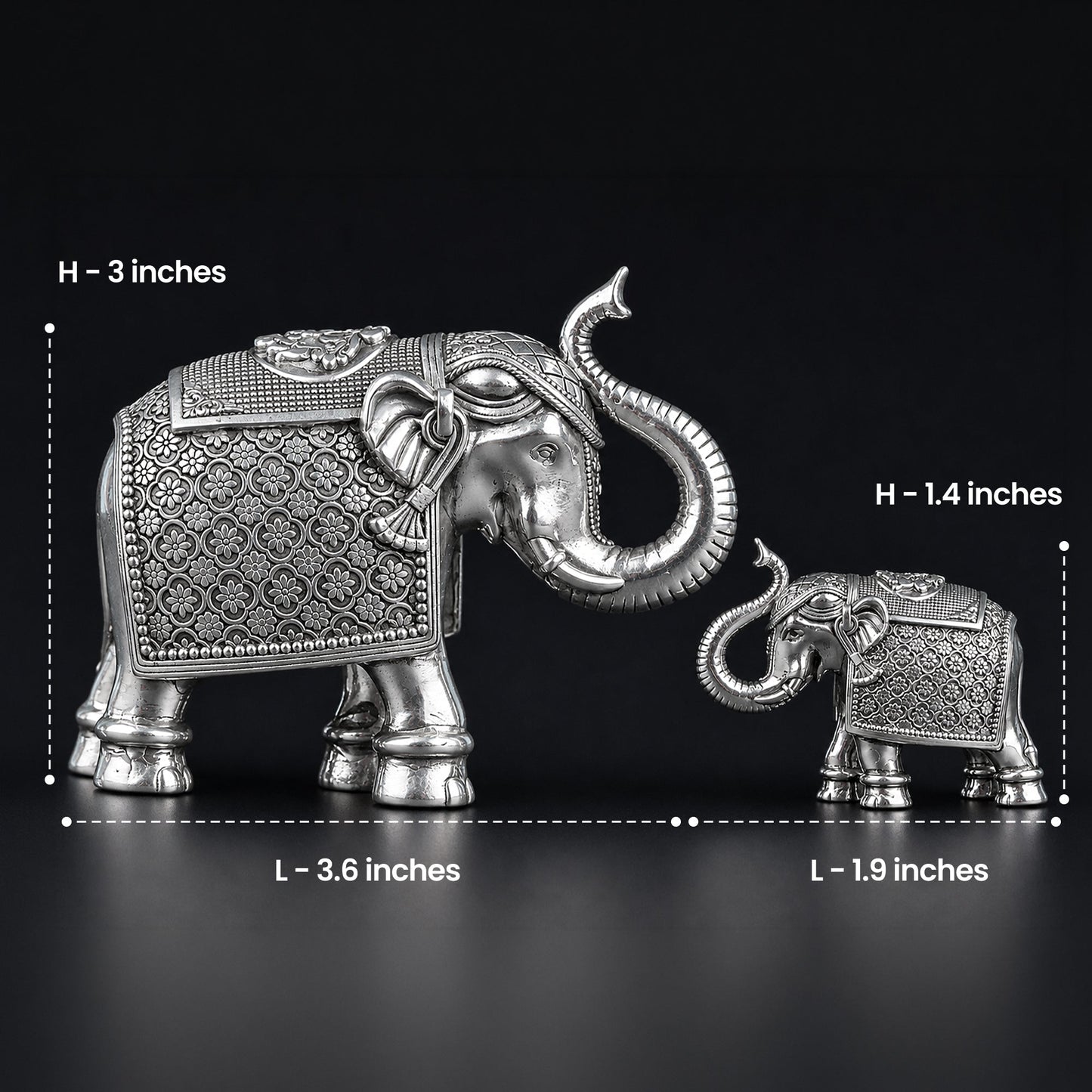 Antique Royal Elephant Silver Plated Statue 