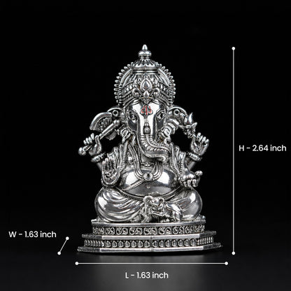 Divine Ganesha Silver Plated Idol 