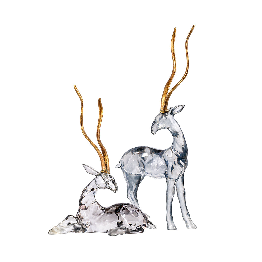 Standing African Gazelle with Golden Antlers 