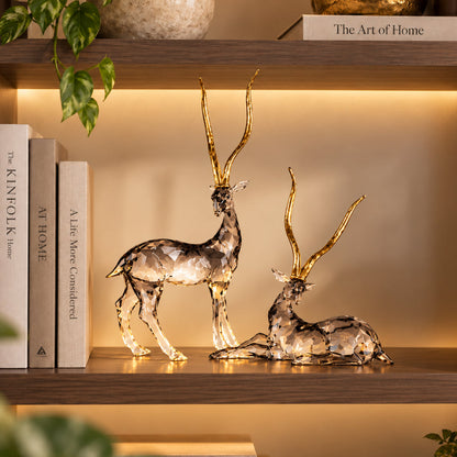 Standing African Gazelle with Golden Antlers 
