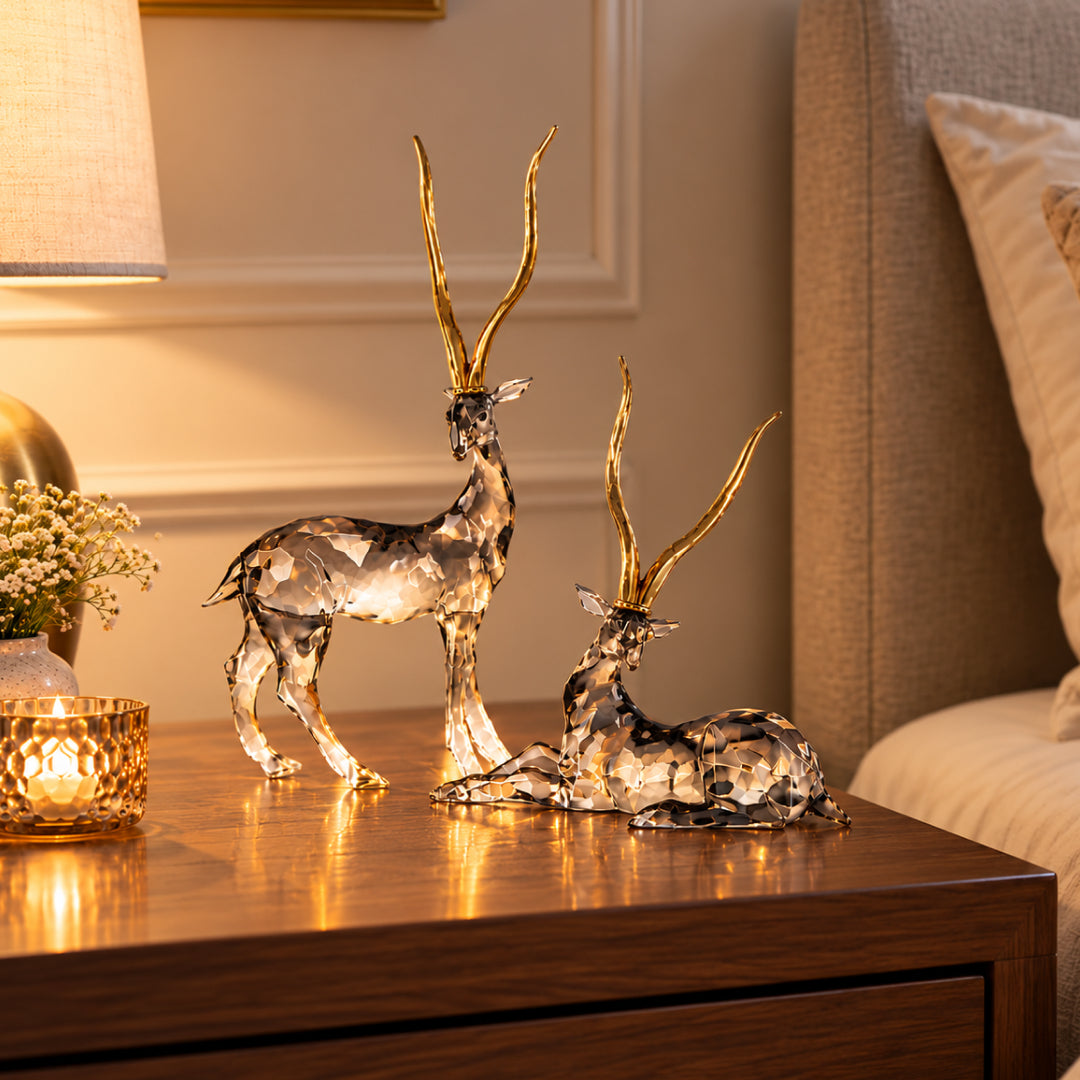Standing African Gazelle with Golden Antlers 