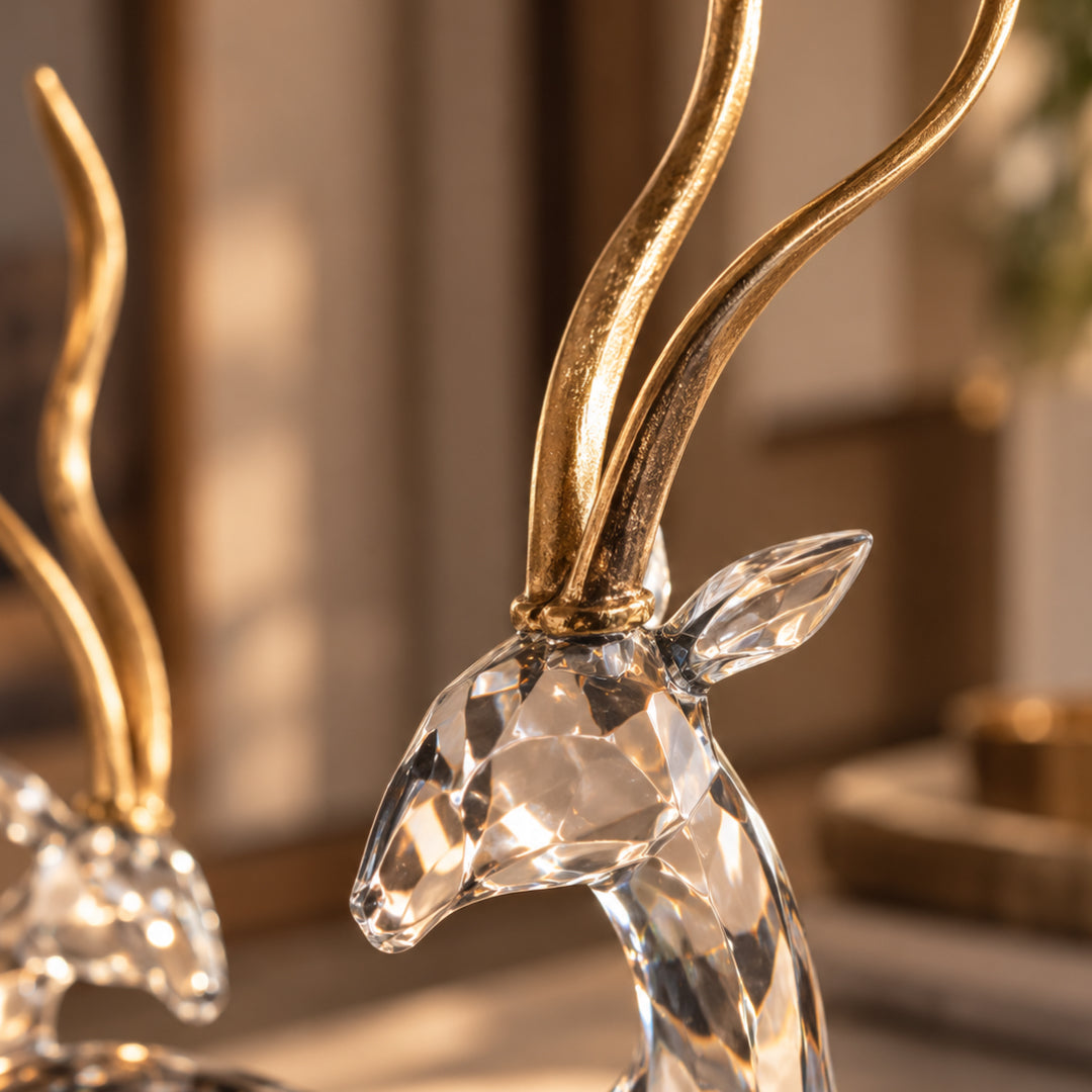 Standing African Gazelle with Golden Antlers 