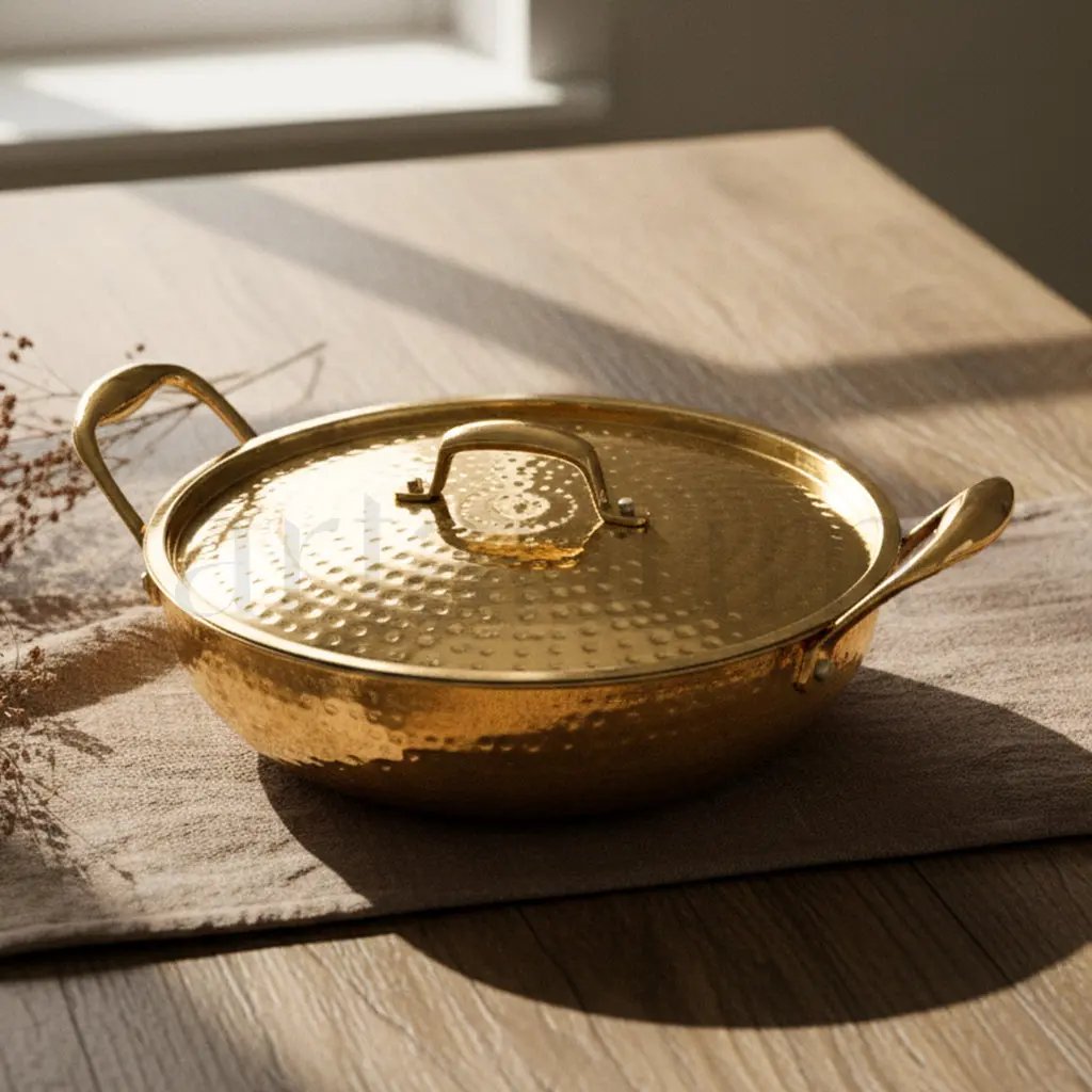 Brass Kadai with Kalai and Lid