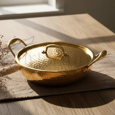 Brass Kadai with Kalai and Lid