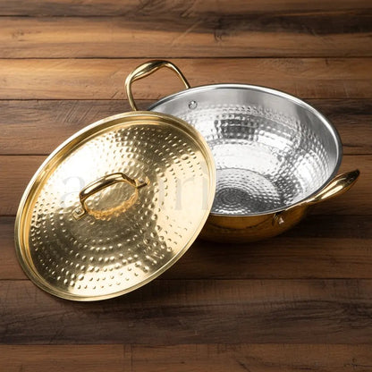 Brass Kadai with Kalai and Lid