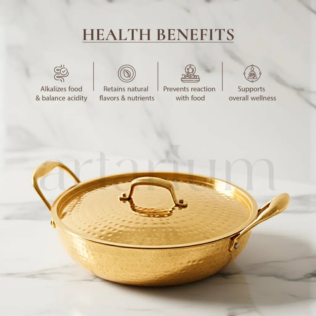 Brass Kadai with Kalai and Lid