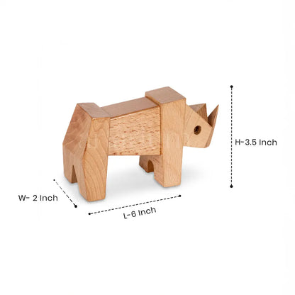 Wooden Rhino Figurine The Artarium