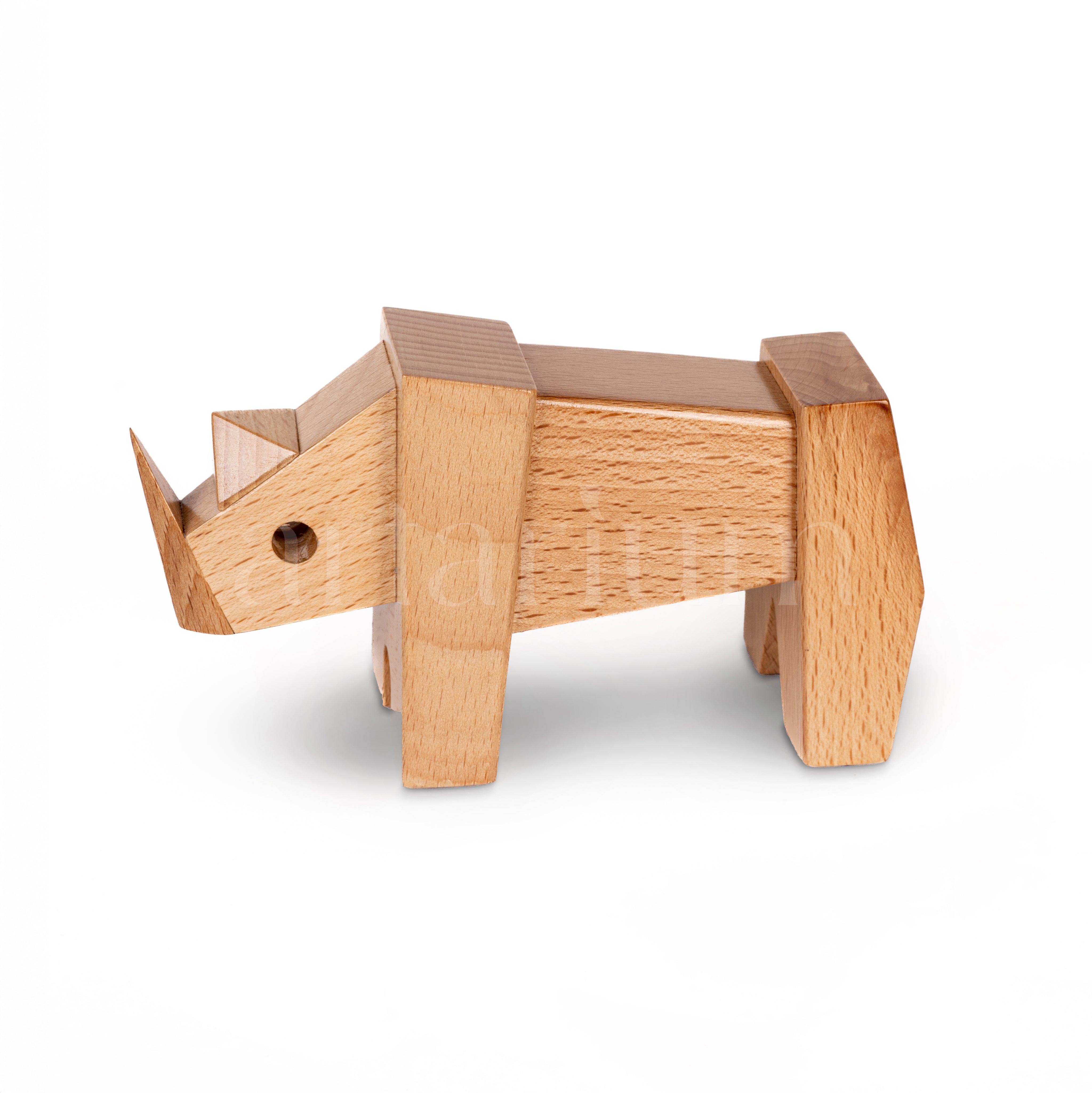 Wooden Rhino Figurine