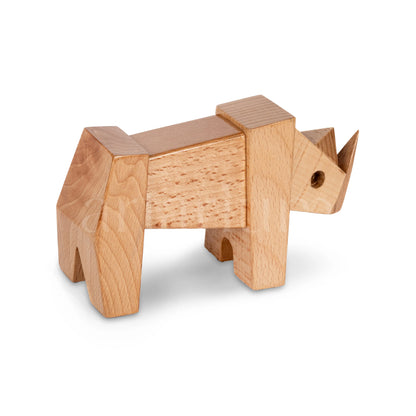 Wooden Rhino Figurine The Artarium