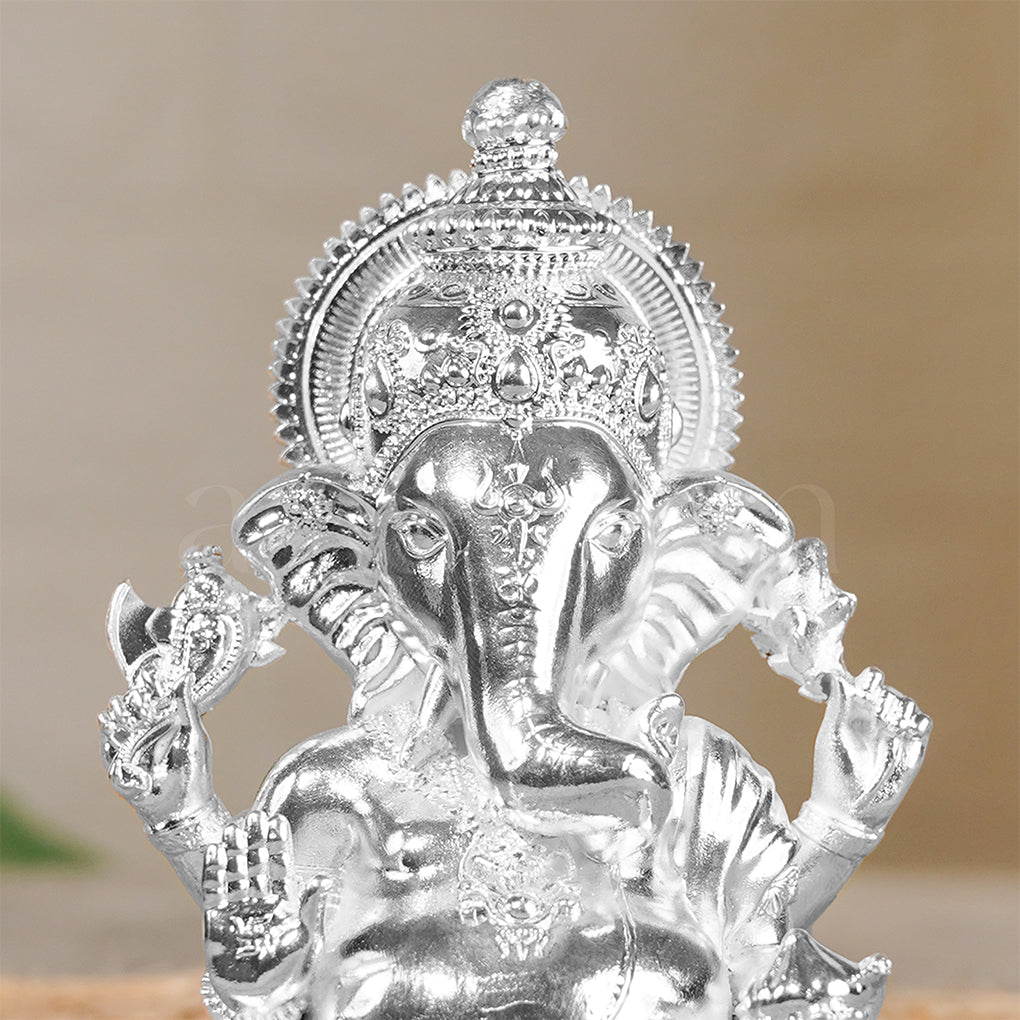 Vighnaharta Ganesha Silver Plated Idol