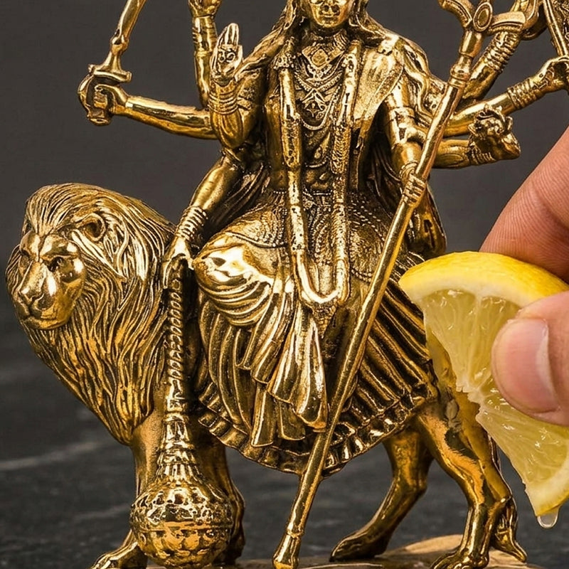 Brass Durga Idol Gold Plated