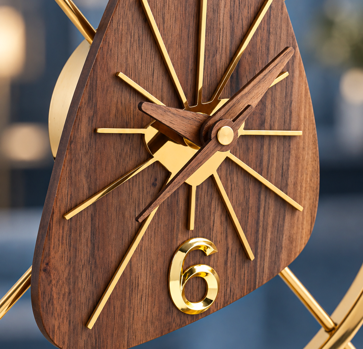 Walnut Wood Crystal Table Clock 
