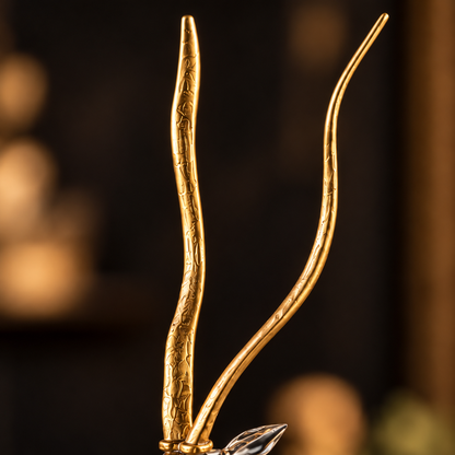 Standing African Gazelle with Golden Antlers 