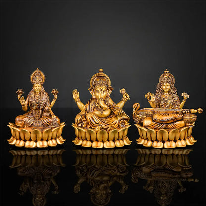 Mahalakshmi Ganapati Saraswati Murti (lotus)