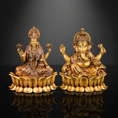 Dhanalaxmi Murti (Lotus) & Ganpati Bappa Set