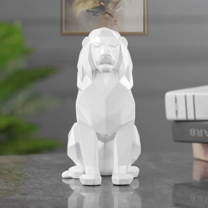 Stylized Geometric Sitting Lion Figurine theartarium