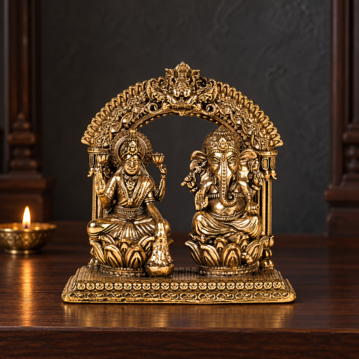 Brass Laxmi Ganesh Idol 