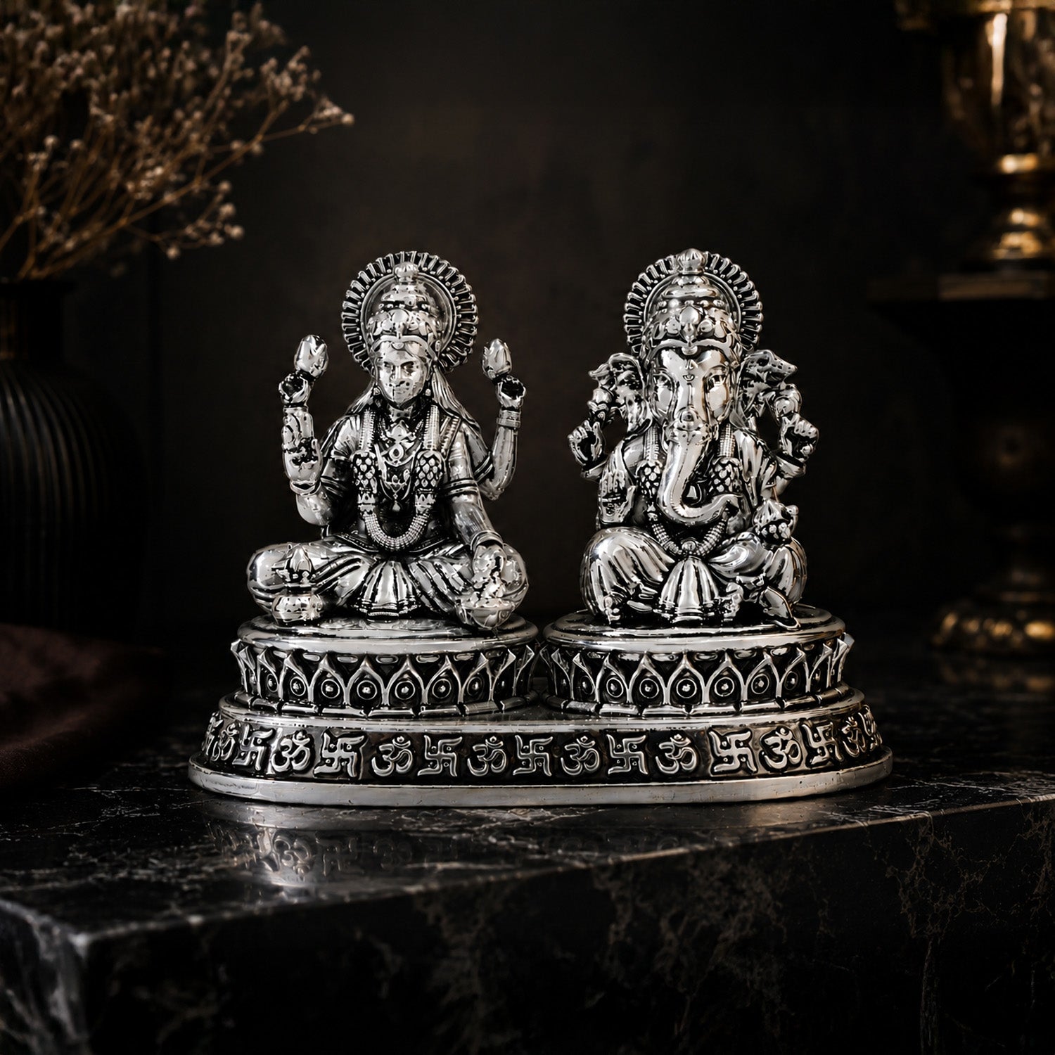 Dhan Siddhi Laxmi Ganesh Silver Plated 