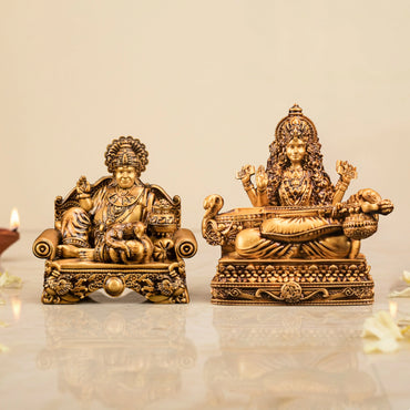 Lord Kuber Statue & Vidya Saraswati Set