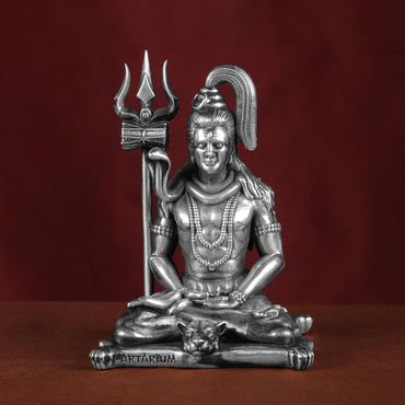 Meditating Lord Shiva 40 - 45 Gm Pure Silver theartarium