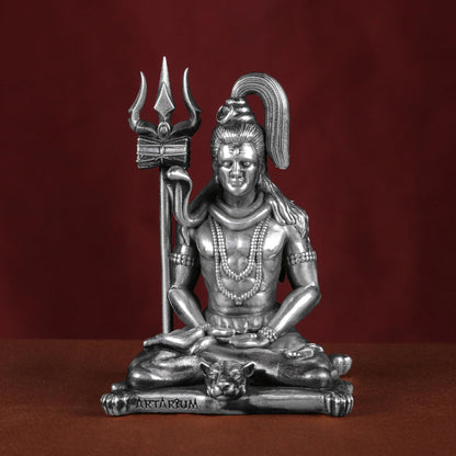 Meditating Lord Shiva 40 - 45 Gm Pure Silver theartarium