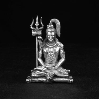 Meditating Lord Shiva 40 - 45 Gm Pure Silver theartarium