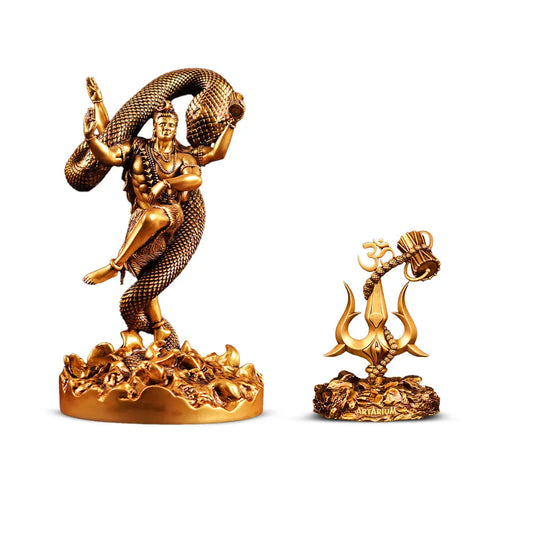 Mystical Shiva (9 Inch) & Lord Shiva Trishul with Damru Idols Set